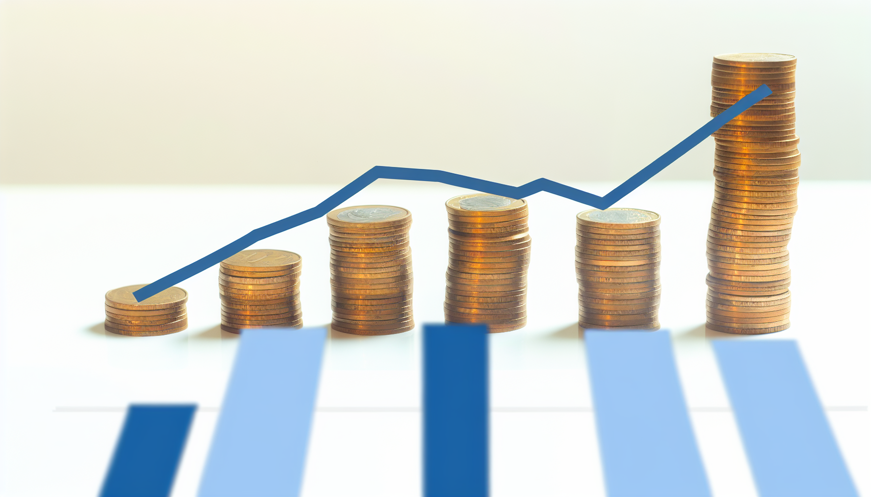 Eine visuelle Darstellung der Schuldenreduzierung, die schrumpfende Münzstapel oder fallende Grafiken zeigt, um abnehmende finanzielle Verpflichtungen zu symbolisieren.